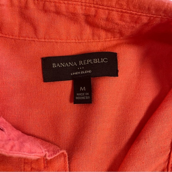 Banana Republic Women's Linen Blend Shirt Deep Coral Size Medium - Picture 9 of 11